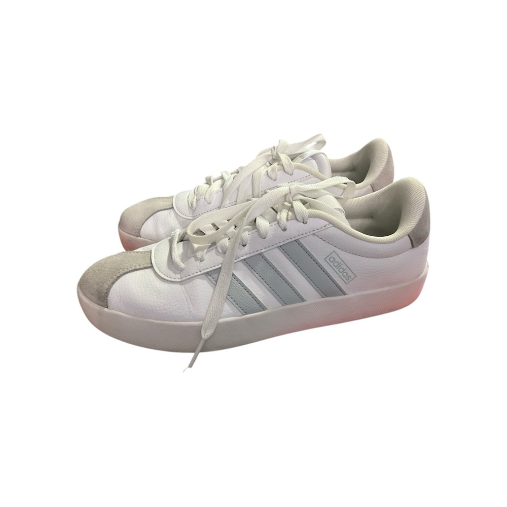 adidas White Sneakers with Light Gray Stripes and Suede Accents - Picture 2 of 5
